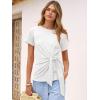 image:imageANRABESS Womens Tops Summer Short Sleeve Crewneck Tie Waist Shirts Dressy Casual Blouse Tee 2026 Business Work Trendy ClothesWhite