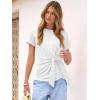 image:imageANRABESS Womens Tops Summer Short Sleeve Crewneck Tie Waist Shirts Dressy Casual Blouse Tee 2026 Business Work Trendy ClothesWhite