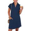 image:imageANRABESS Womens 2026 Summer Collared V Neck Tshirt Dress Casual Cap Sleeve Spring Mini Vacation Dresses with PocketsNavy Blue