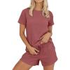 image:imageANRABESS Womens Lounge Pajamas Short Set 2026 Casual Summer 2 Piece Outfits Lightweight Loungewear Clothes Brick Red Medium