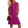 image:imageANRABESS Womens Summer Dresses Casual Sleeveless Ribbed Half Zip Polo Collar Tshirt Dress 2026 Spring Tunics Short SundressPurple Red