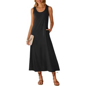 image:imageANRABESS Maxi Dresses for WomenScoop Neck Sleeveless Long Tank DressSummer Casual Sundress for BeachTravel amp VacationBlack