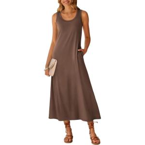 image:imageANRABESS Maxi Dresses for WomenScoop Neck Sleeveless Long Tank DressSummer Casual Sundress for BeachTravel amp VacationCoffee