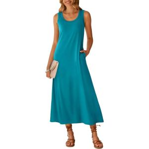 image:imageANRABESS Maxi Dresses for WomenScoop Neck Sleeveless Long Tank DressSummer Casual Sundress for BeachTravel amp VacationLake