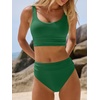 image:imageANRABESS Bikini Sets for Women Summer 2026 High Waisted 2 Piece Bathing Suit Tummy Control Swimsuit Color Block SwimwearGreen