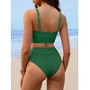 image:imageANRABESS Bikini Sets for Women Summer 2026 High Waisted 2 Piece Bathing Suit Tummy Control Swimsuit Color Block SwimwearGreen