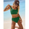 image:imageANRABESS Bikini Sets for Women Summer 2026 High Waisted 2 Piece Bathing Suit Tummy Control Swimsuit Color Block SwimwearGreen