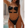 image:imageANRABESS Bikini Sets for Women Summer Sexy Double Loop Cheeky Thong Bathing Suits Beach Vacation SwimwearBlack