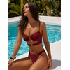 image:imageANRABESS Bikini Sets for Women Summer Sexy Double Loop Cheeky Thong Bathing Suits Beach Vacation SwimwearDeep Red
