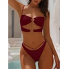 image:imageANRABESS Bikini Sets for Women Summer Sexy Double Loop Cheeky Thong Bathing Suits Beach Vacation SwimwearDeep Red
