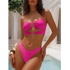 image:imageANRABESS Bikini Sets for Women Summer Sexy Double Loop Cheeky Thong Bathing Suits Beach Vacation SwimwearHot Pink