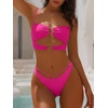 image:imageANRABESS Bikini Sets for Women Summer Sexy Double Loop Cheeky Thong Bathing Suits Beach Vacation SwimwearHot Pink