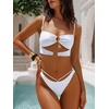 image:imageANRABESS Bikini Sets for Women Summer Sexy Double Loop Cheeky Thong Bathing Suits Beach Vacation SwimwearWhite