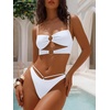 image:imageANRABESS Bikini Sets for Women Summer Sexy Double Loop Cheeky Thong Bathing Suits Beach Vacation SwimwearWhite
