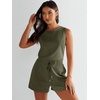 image:imageANRABESS Romper for Women Short Jumpsuit Summer Casual Dressy Sleeveless Outfits Beach Vacation 2026 Trendy One Piece ClothesArmy Green