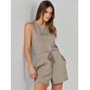 image:imageANRABESS Romper for Women Short Jumpsuit Summer Casual Dressy Sleeveless Outfits Beach Vacation 2026 Trendy One Piece ClothesBeige