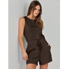 image:imageANRABESS Romper for Women Short Jumpsuit Summer Casual Dressy Sleeveless Outfits Beach Vacation 2026 Trendy One Piece ClothesDeep Brown