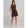 image:imageANRABESS Romper for Women Short Jumpsuit Summer Casual Dressy Sleeveless Outfits Beach Vacation 2026 Trendy One Piece ClothesDeep Brown