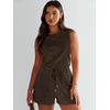 image:imageANRABESS Romper for Women Short Jumpsuit Summer Casual Dressy Sleeveless Outfits Beach Vacation 2026 Trendy One Piece ClothesDeep Brown