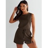 image:imageANRABESS Romper for Women Short Jumpsuit Summer Casual Dressy Sleeveless Outfits Beach Vacation 2026 Trendy One Piece ClothesDeep Brown