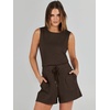 image:imageANRABESS Romper for Women Short Jumpsuit Summer Casual Dressy Sleeveless Outfits Beach Vacation 2026 Trendy One Piece ClothesDeep Brown