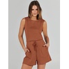 image:imageANRABESS Romper for Women Short Jumpsuit Summer Casual Dressy Sleeveless Outfits Beach Vacation 2026 Trendy One Piece ClothesRust