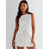 image:imageANRABESS Romper for Women Short Jumpsuit Summer Casual Dressy Sleeveless Outfits Beach Vacation 2026 Trendy One Piece ClothesWhite