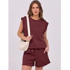 image:imageANRABESS Two Piece Sets for Women 2026 Summer Short Lounge Set Casual Beach Vacation Outfits Spring Sweatsuits TracksuitBurgundy