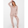 image:imageANRABESS Women Pajama Lounge Sets 2026 Fall 2 Piece Outfits Ribbed Long Sleeve Matching PJ Set Sleepwear LoungewearLight Brown
