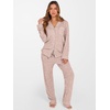 image:imageANRABESS Women Pajama Lounge Sets 2026 Fall 2 Piece Outfits Ribbed Long Sleeve Matching PJ Set Sleepwear LoungewearLight Brown