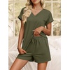image:imageANRABESS Women Summer Two Piece Lounge Sets Top Matching Shorts Pajama Set 2026 Spring Casual Outfits Beach Vacation ClothesArmy Green