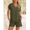 image:imageANRABESS Women Summer Two Piece Lounge Sets Top Matching Shorts Pajama Set 2026 Spring Casual Outfits Beach Vacation ClothesArmy Green