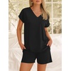 image:imageANRABESS Women Summer Two Piece Lounge Sets Top Matching Shorts Pajama Set 2026 Spring Casual Outfits Beach Vacation ClothesBlack