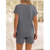 image:imageANRABESS Women Summer Two Piece Lounge Sets Top Matching Shorts Pajama Set 2026 Spring Casual Outfits Beach Vacation ClothesGray
