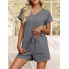 image:imageANRABESS Women Summer Two Piece Lounge Sets Top Matching Shorts Pajama Set 2026 Spring Casual Outfits Beach Vacation ClothesGray