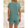 image:imageANRABESS Women Summer Two Piece Lounge Sets Top Matching Shorts Pajama Set 2026 Spring Casual Outfits Beach Vacation ClothesGray Green