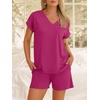 image:imageANRABESS Women Summer Two Piece Lounge Sets Top Matching Shorts Pajama Set 2026 Spring Casual Outfits Beach Vacation ClothesHot Pink