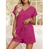 image:imageANRABESS Women Summer Two Piece Lounge Sets Top Matching Shorts Pajama Set 2026 Spring Casual Outfits Beach Vacation ClothesHot Pink