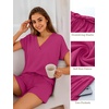 image:imageANRABESS Women Summer Two Piece Lounge Sets Top Matching Shorts Pajama Set 2026 Spring Casual Outfits Beach Vacation ClothesHot Pink