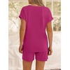 image:imageANRABESS Women Summer Two Piece Lounge Sets Top Matching Shorts Pajama Set 2026 Spring Casual Outfits Beach Vacation ClothesHot Pink