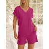 image:imageANRABESS Women Summer Two Piece Lounge Sets Top Matching Shorts Pajama Set 2026 Spring Casual Outfits Beach Vacation ClothesHot Pink