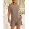 image:imageANRABESS Women Summer Two Piece Lounge Sets Top Matching Shorts Pajama Set 2026 Spring Casual Outfits Beach Vacation ClothesLight Khaki