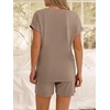 image:imageANRABESS Women Summer Two Piece Lounge Sets Top Matching Shorts Pajama Set 2026 Spring Casual Outfits Beach Vacation ClothesLight Khaki