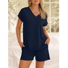 image:imageANRABESS Women Summer Two Piece Lounge Sets Top Matching Shorts Pajama Set 2026 Spring Casual Outfits Beach Vacation ClothesNavy Blue