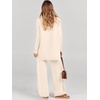 image:imageANRABESS Women Two Piece Outfits Oversized Turtleneck Knit Pullover Sweater Top Wide Leg Pants Lounge Set Sweatsuit 2026 FallBeige