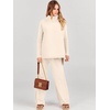 image:imageANRABESS Women Two Piece Outfits Oversized Turtleneck Knit Pullover Sweater Top Wide Leg Pants Lounge Set Sweatsuit 2026 FallBeige