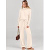 image:imageANRABESS Women Two Piece Outfits Oversized Turtleneck Knit Pullover Sweater Top Wide Leg Pants Lounge Set Sweatsuit 2026 FallBeige