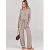 image:imageANRABESS Women Two Piece Outfits Oversized Turtleneck Knit Pullover Sweater Top Wide Leg Pants Lounge Set Sweatsuit 2026 FallCamel