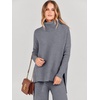 image:imageANRABESS Women Two Piece Outfits Oversized Turtleneck Knit Pullover Sweater Top Wide Leg Pants Lounge Set Sweatsuit 2026 FallDark Grey