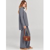 image:imageANRABESS Women Two Piece Outfits Oversized Turtleneck Knit Pullover Sweater Top Wide Leg Pants Lounge Set Sweatsuit 2026 FallDark Grey
